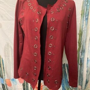 Stylish Red Jacket with Eyelet Detailing size small